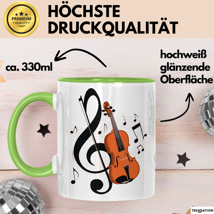 Geiger Tasse Geschenkidee für Liebhaber von Streichmusik Grün Trendation
