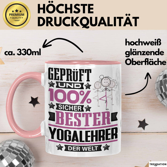 Yogalehrer Geschenk Lustiger Spruch für Yogalehrer Geschenkidee Bester Yogalehrer Der Welt Rosa Trendation