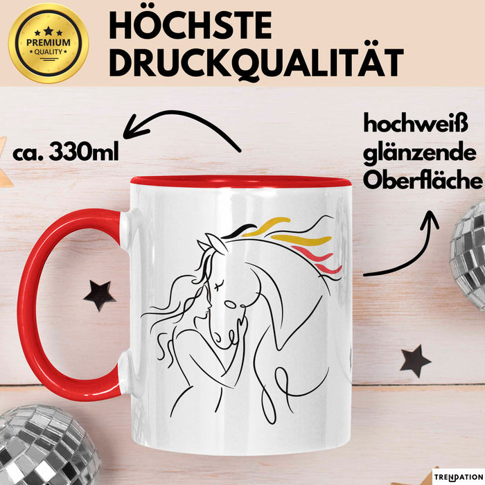 Pferde Tierliebhaber Tasse Geschenk Lustige Geschenkidee Spruch Rot Trendation