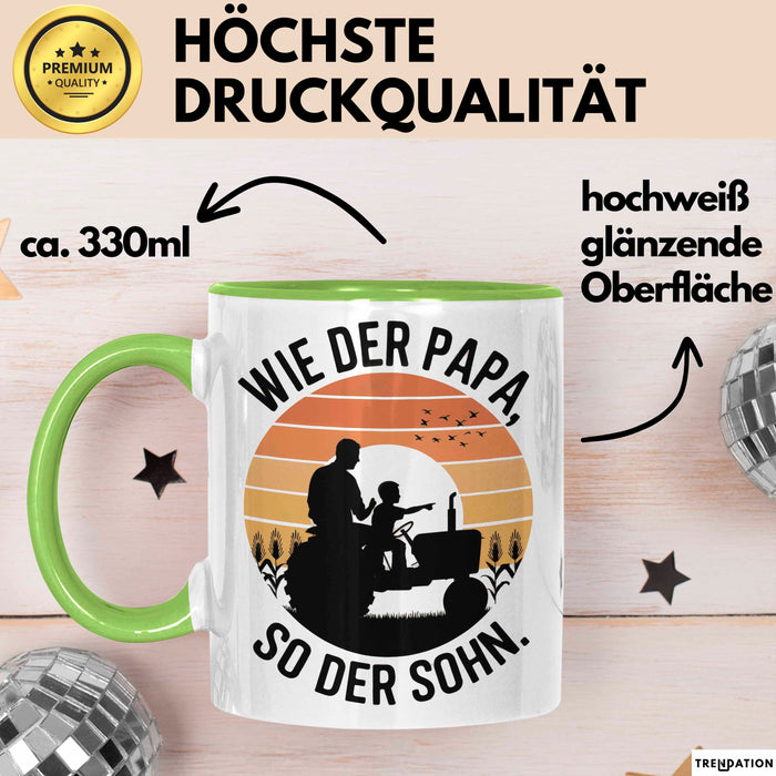 Papa Vatertag Vater Sohn Tasse Becher Geschenk Lustige Geschenkidee Spruch Wie Der Papa So Der Sohn Grün Trendation