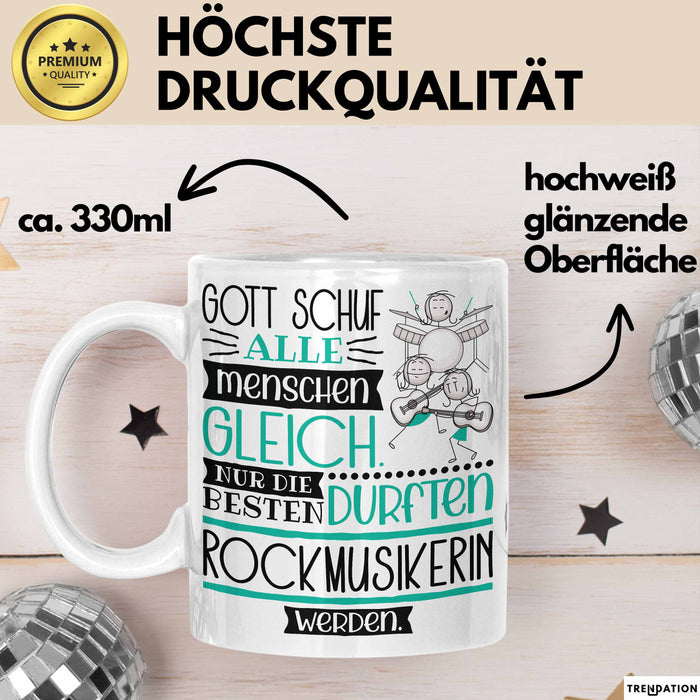 Rockmusikerin Geschenk Becher Tasse Gott Schuf Alle Menschen Gleich Nur Die Besten Durfeten Rockmusikerin Werden Geschenkidee Lustig Weiß Trendation