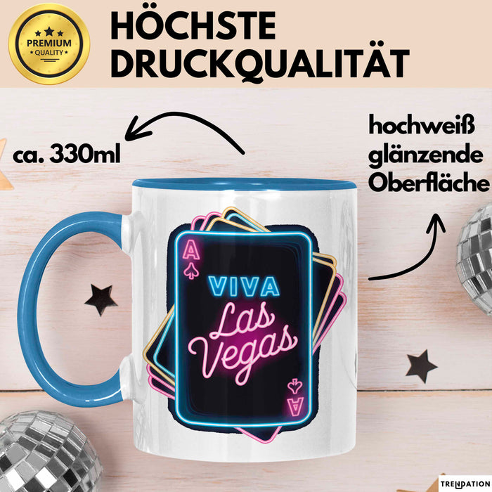 Las Vegas Nevada USA Tasse Geschenk Lustige Geschenkidee Spruch Viva Las Vegas Blau Trendation