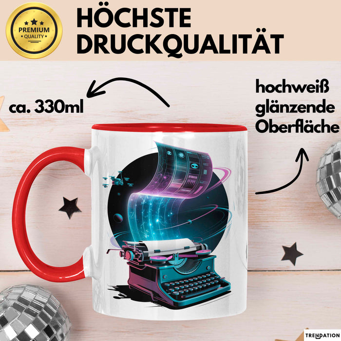 Sci Fi Autor Tasse Geschenkidee für Zukunftswelten Rot Trendation