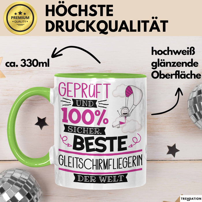 Gleitschirmfliegerin Geschenk Becher Tasse Gott Schuf Alle Menschen Gleich Nur Die Besten Durfeten Gleitschirmfliegerin Werden Geschenkidee Lustig Grün Trendation