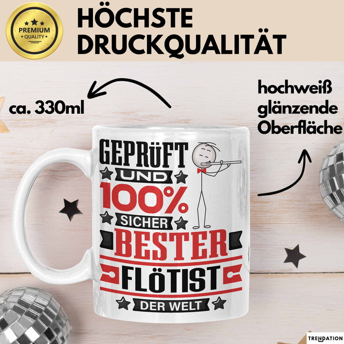 Flötist Geschenk Lustiger Spruch für Flötist Geschenkidee Bester Flötist Der Welt Weiß Trendation