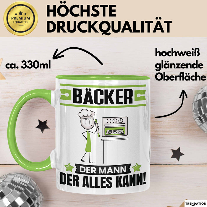 Bäcker Tasse Geschenk für Bäcker Der Mann Der Alles Kann Geschenkidee zum Geburtstag Grün Trendation