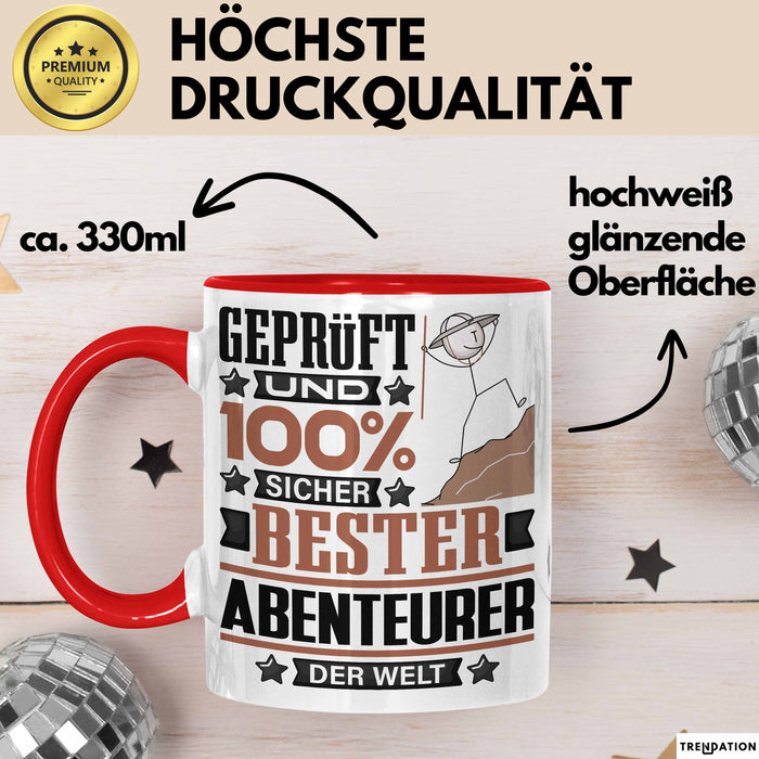 Abenteurer Geschenk Lustiger Spruch für Abenteurer Geschenkidee Bester Abenteurer Der Welt Rot Trendation