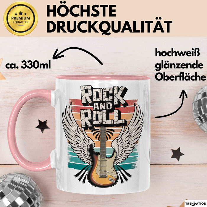 Gitarre Musikliebhaber Musiker Gitarrist Tasse Geschenk Lustige Geschenkidee Spruch Rock’n’Roll Rosa Trendation
