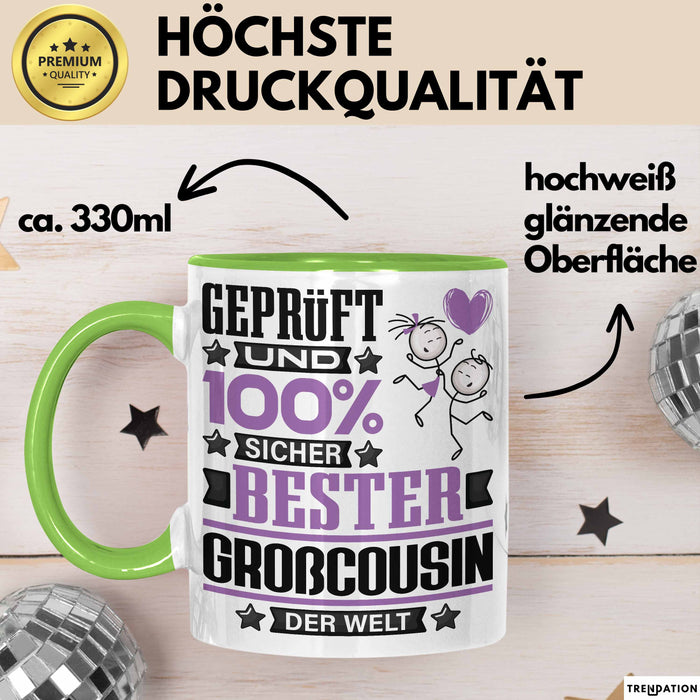Großcousin Geschenk Lustiger Spruch für Großcousin Geschenkidee Bester Großcousin Der Welt Grün Trendation