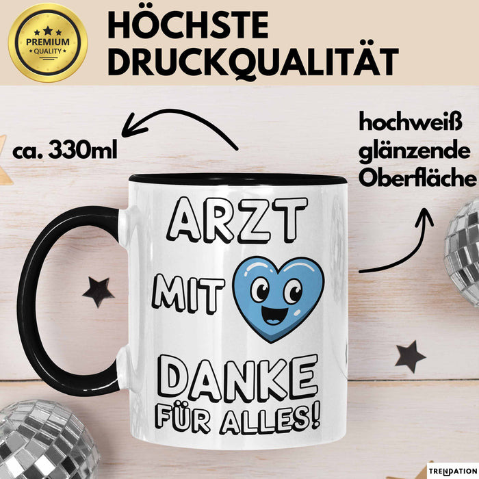 Arzt Tasse Geschenk Lustige Geschenkidee Spruch Arzt Mit Danke Für Alles Trendation