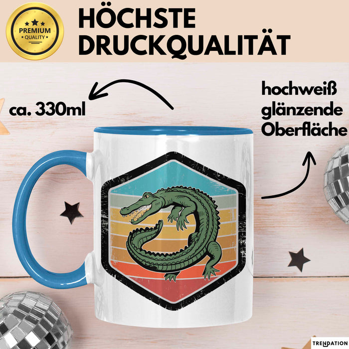 Krokodil Tier Tasse Geschenk Lustige Geschenkidee Spruch Blau Trendation