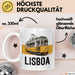 Lissabon Portugal Tasse Geschenk Lustige Geschenkidee Spruch Seilbahn Reise Straßenbahn Weiß Trendation