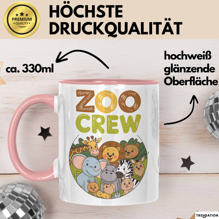Zoo Tiere Liebhaber Tasse Geschenk Lustige Geschenkidee Spruch Zoo Crew Rosa Trendation