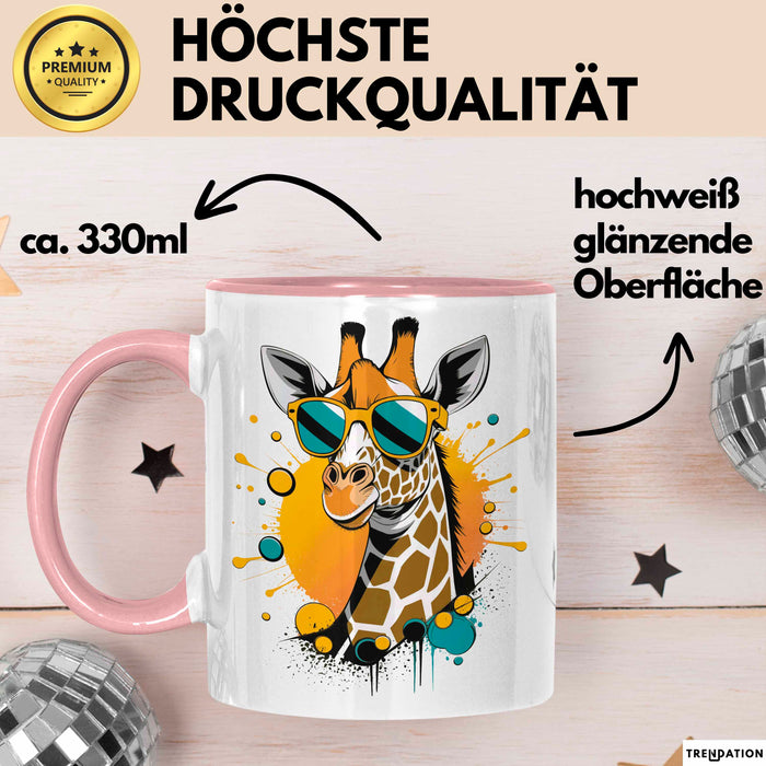 Giraffe Mit Sonnenbrille Tasse Geschenk Lustige Geschenkidee Spruch Rosa Trendation