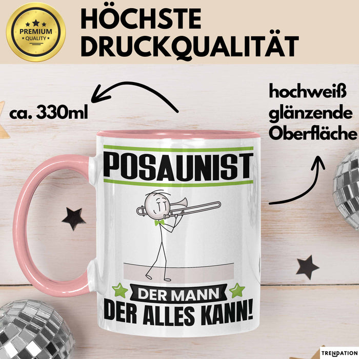Posaunist Tasse Geschenk für Posaunist Der Mann Der Alles Kann Geschenkidee zum Geburtstag Rosa Trendation
