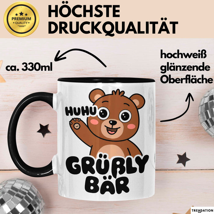 Sarkastischer Bär Tasse Geschenk Lustige Geschenkidee Spruch Grüßly Bär Schwarz Trendation