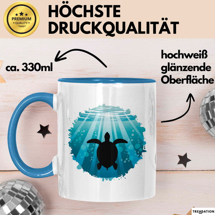 Schildkröte Tierliebhaber Tasse Geschenk Lustige Geschenkidee Spruch Blau Trendation