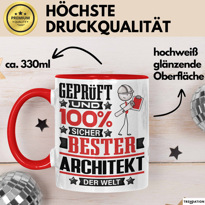 Architekt Geschenk Lustiger Spruch für Architekt Geschenkidee Bester Architekt Der Welt Rot Trendation