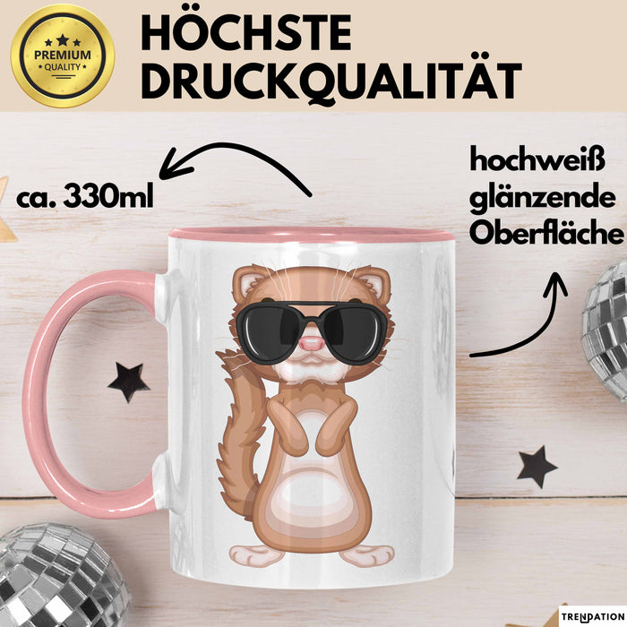 Frettchen Tasse Geschenk Sonnenbrille Grafik Lustige Geschenkidee Rosa Trendation