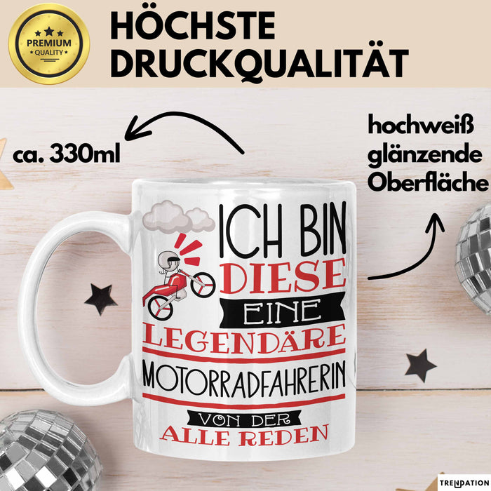 Motorradfahrerin Tasse Geschenk Ich Bin Diese Eine Legendäre Motorradfahrerin Von Der Alle Reden Geschenkidee Geburtstag Weihnachten Weiß Trendation