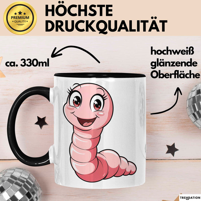 Regenwurm Tasse Geschenk Lustige Geschenkidee Spruch Schwarz Trendation