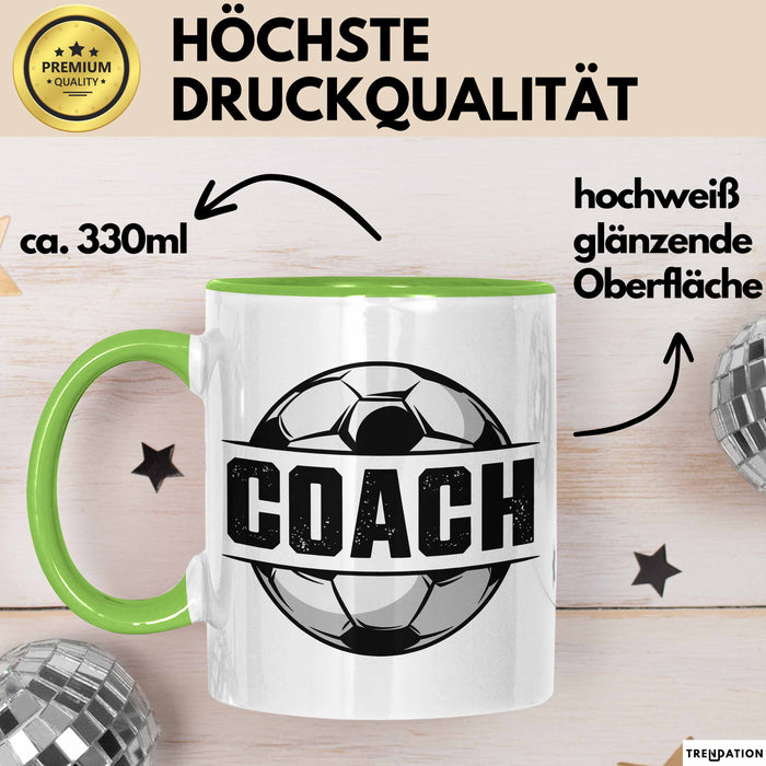 Fußballtrainer Fußballmannschaft Tasse Geschenk Lustige Geschenkidee Spruch Football Trainer Grün Trendation
