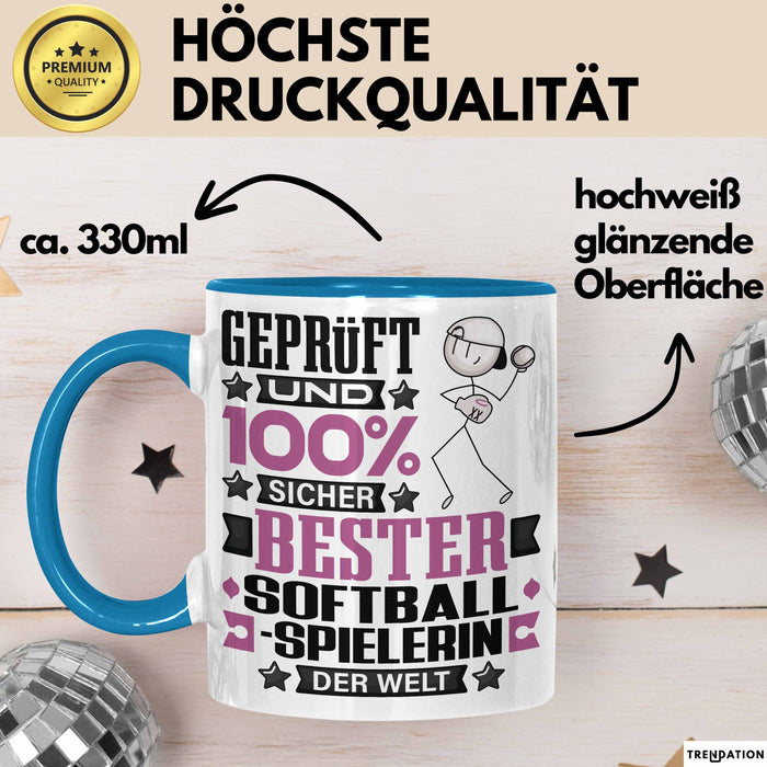 Softballspielerin Geschenk Lustiger Spruch für Softballspielerin Geschenkidee Bester Softballspielerin Der Welt Blau Trendation