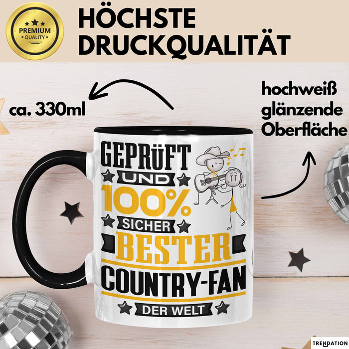 Country-Fan Geschenk Lustiger Spruch für Country-Fan Geschenkidee Bester Country-Fan Der Welt Schwarz Trendation