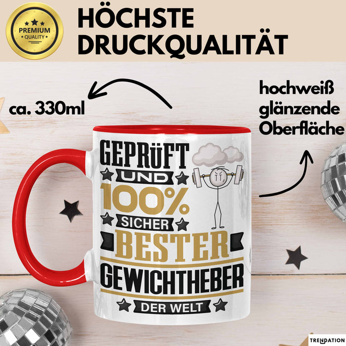 Gewichtheber Geschenk Lustiger Spruch für Gewichtheber Geschenkidee Bester Gewichtheber Der Welt Rot Trendation