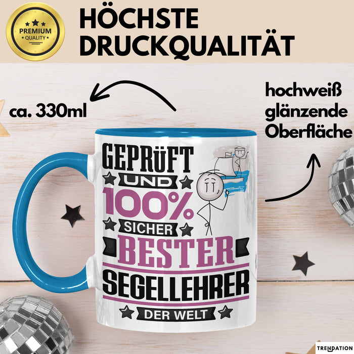 Segellehrer Geschenk Lustiger Spruch für Segellehrer Geschenkidee Bester Segellehrer Der Welt Blau Trendation