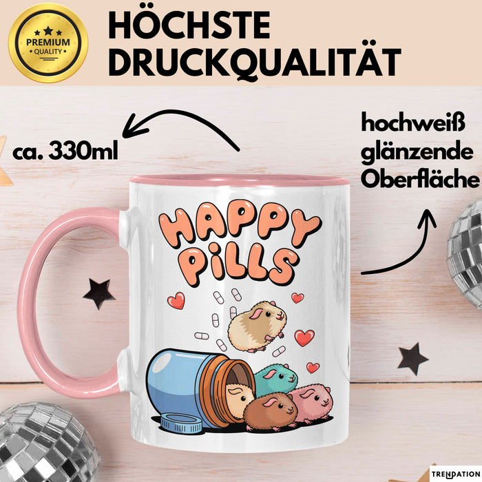 Meerschweinchen Tier Tasse Geschenk Lustige Geschenkidee Happy Pills Rosa Trendation