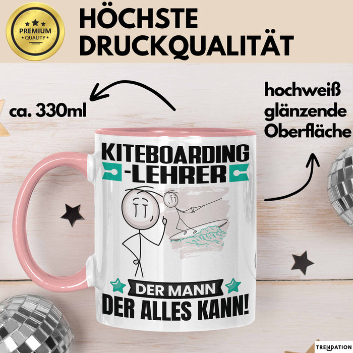 Kiteboarding-Lehrer Tasse Geschenk für Kiteboarding-Lehrer Der Mann Der Alles Kann Geschenkidee zum Geburtstag Rosa Trendation