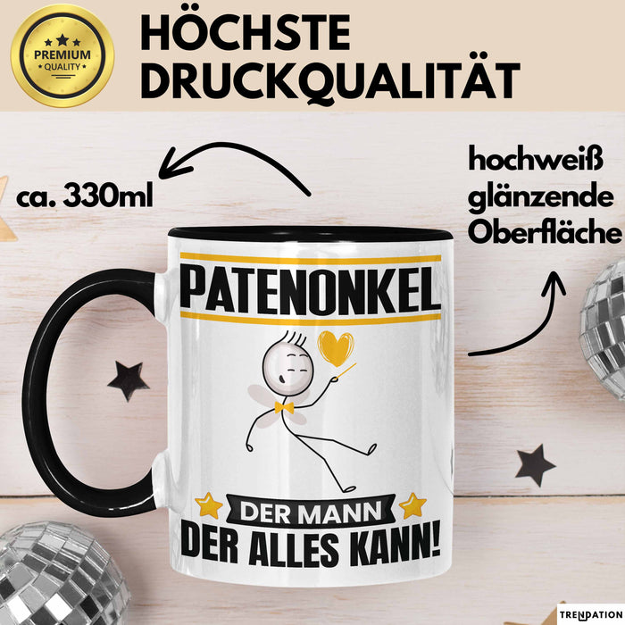 Patenonkel Tasse Geschenk für Patenonkel Der Mann Der Alles Kann Geschenkidee zum Geburtstag Schwarz Trendation