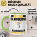 Saxophonist Tasse Geschenk für Saxophonist Geburtstag Lustiger Spruch Kaffee-Becher Was Ist Deine Superkraft Grün Trendation
