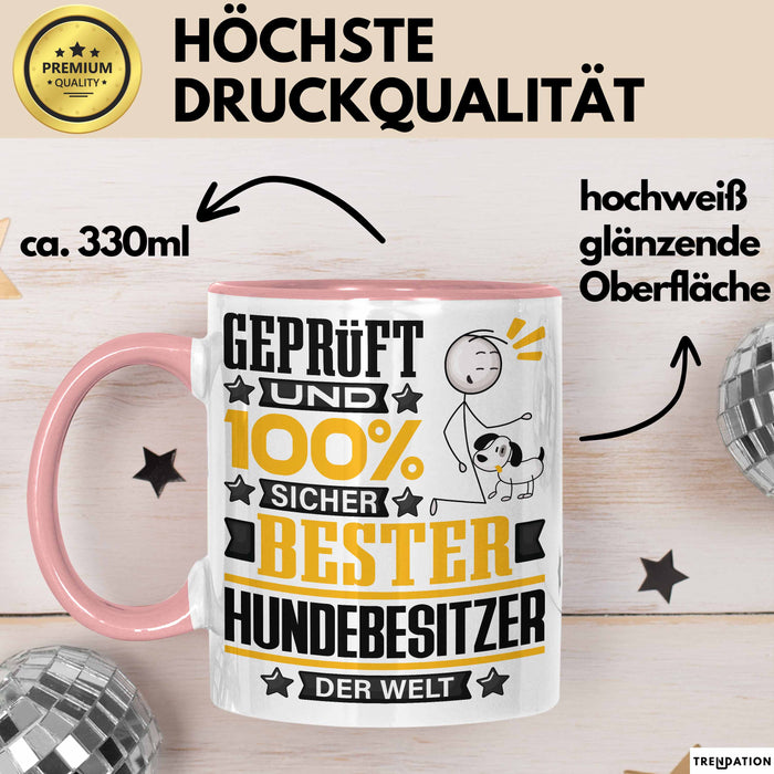 Hundebesitzer Geschenk Lustiger Spruch für Hundebesitzer Geschenkidee Bester Hundebesitzer Der Welt Rosa Trendation