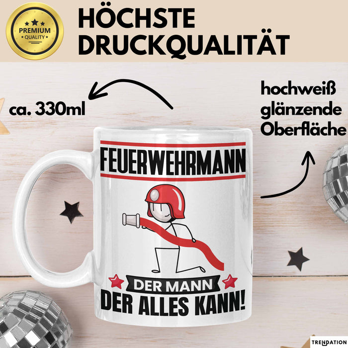 Feuerwehrmann Tasse Geschenk für Feuerwehrmann Der Mann Der Alles Kann Geschenkidee zum Geburtstag Weiß Trendation