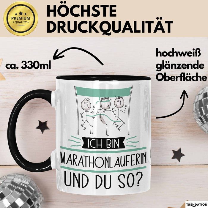 Marathonläuferin Tasse Geschenk Ich Bin Marathonläuferin Und Du So Geschenkidee Lustiger Spruch Becher Trendation