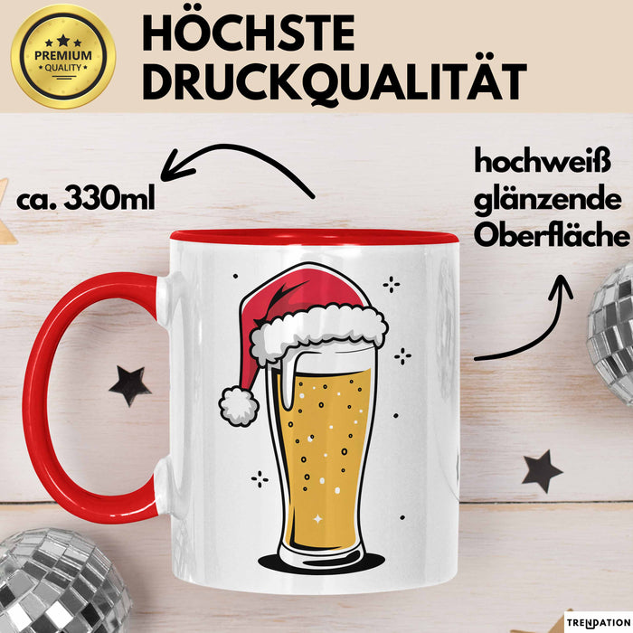 Bier Weihnachtsfeier Tasse Geschenk Lustige Geschenkidee Spruch Rot Trendation