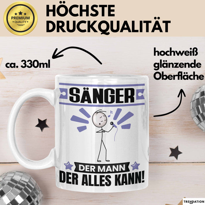 Sänger Tasse Geschenk für Sänger Der Mann Der Alles Kann Geschenkidee zum Geburtstag Weiß Trendation