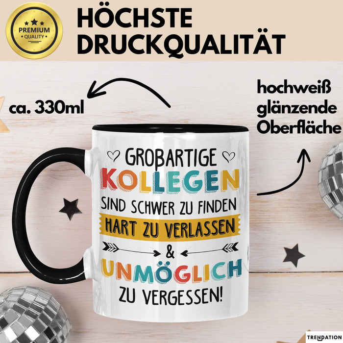 Büroarbeit Kollege Tasse Geschenk Lustige Geschenkidee Spruch Großartige Kollegen Sind Schwer Zu Finden Trendation