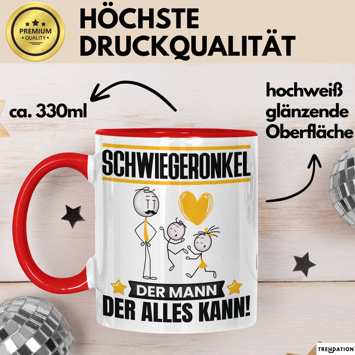 Schwiegeronkel Tasse Geschenk für Schwiegeronkel Der Mann Der Alles Kann Geschenkidee zum Geburtstag Rot Trendation
