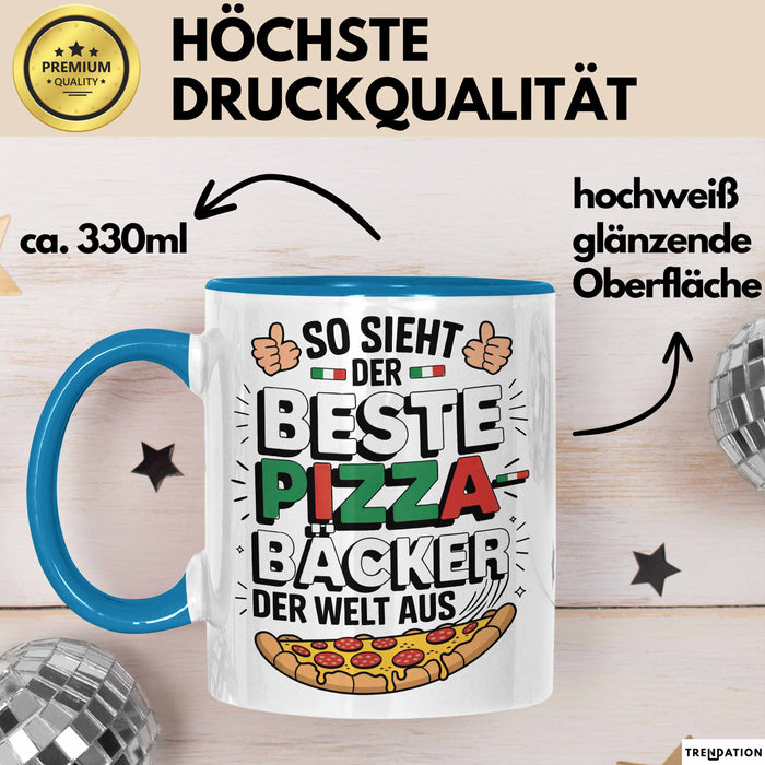 Pizzabäcker Tasse Geschenk Bester Pizzabäcker für Koch Blau Trendation