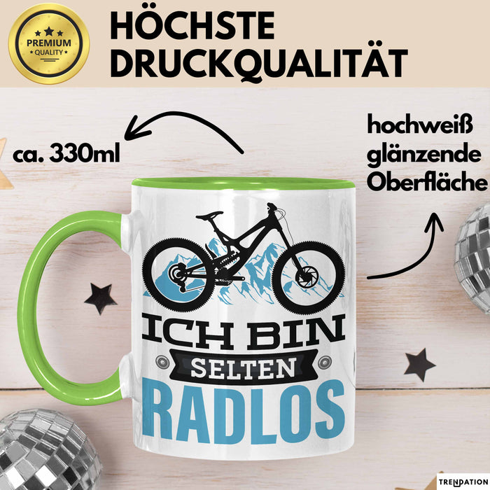 Radfahrer Tasse Geschenk Ich Bin Selten Radlos Fahrrad Spruch Grün Trendation