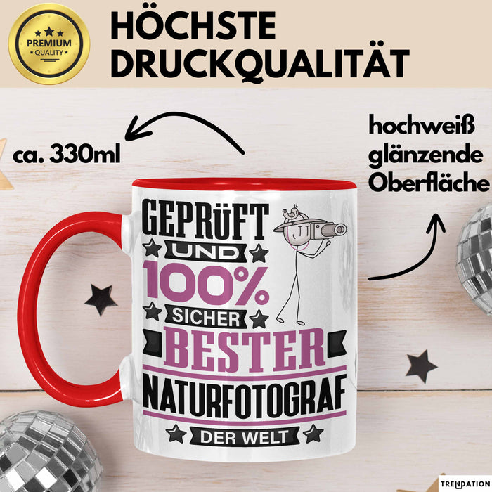 Naturfotograf Geschenk Lustiger Spruch für Naturfotograf Geschenkidee Bester Naturfotograf Der Welt Rot Trendation