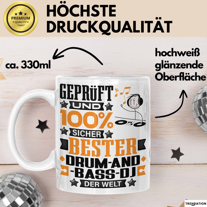 Drum-and-Bass-DJ Geschenk Lustiger Spruch für Drum-and-Bass-DJ Geschenkidee Bester Drum-and-Bass-DJ Der Welt Weiß Trendation