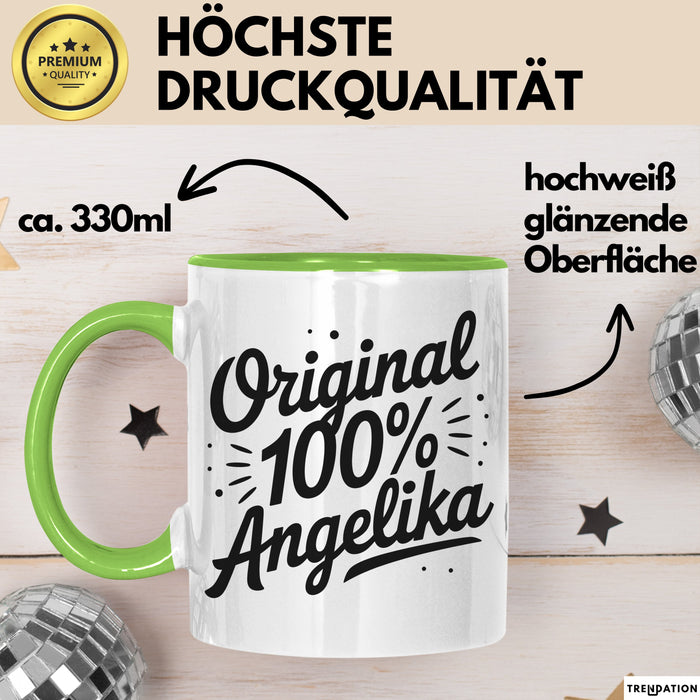 Angelika Tasse Geschenk Original 100% Angelika Geschenkidee Geburtstag Grün Trendation