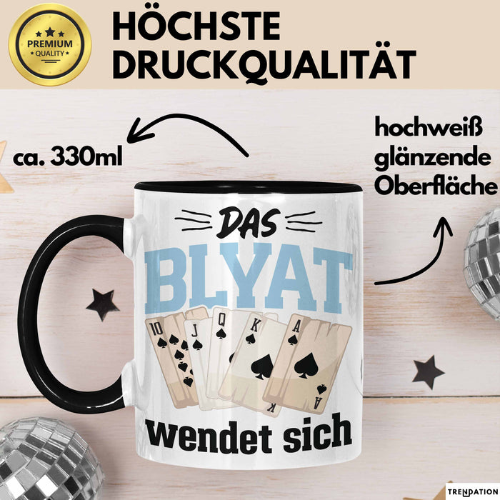 Poker Tasse Geschenk Das Blyat Wendet Sich Spruch Geschenkidee Schwarz Trendation
