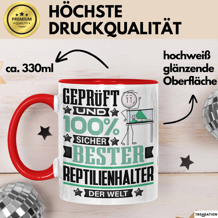 Reptilienhalter Geschenk Lustiger Spruch für Reptilienhalter Geschenkidee Bester Reptilienhalter Der Welt Rot Trendation