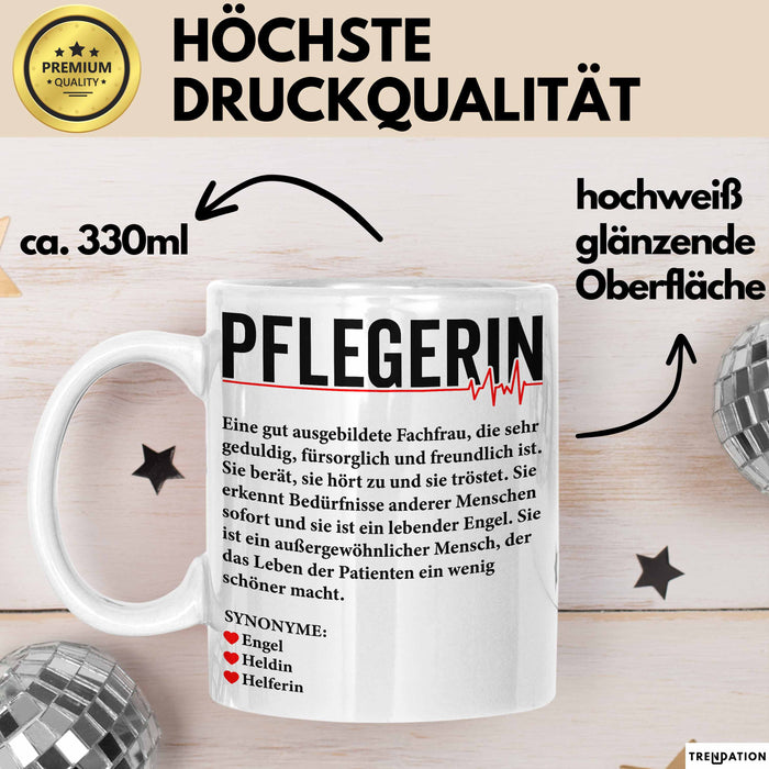 Pflege Krankenschwester Wertschätzung Tasse Geschenk Lustige Geschenkidee Spruch Pflegerin Weiß Trendation