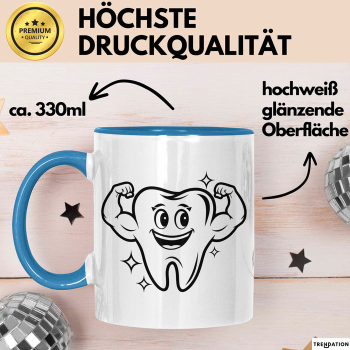 Zahnarzt Tasse Geschenkidee Zahnarzthelferin Lustiger Spruch Geschenkidee Lustig Blau Trendation